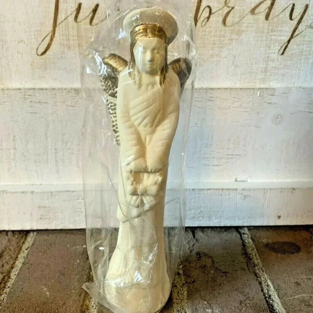 NEW Christmas Angel with Wreath Figurine Pottery - Paint Your Own / Customized